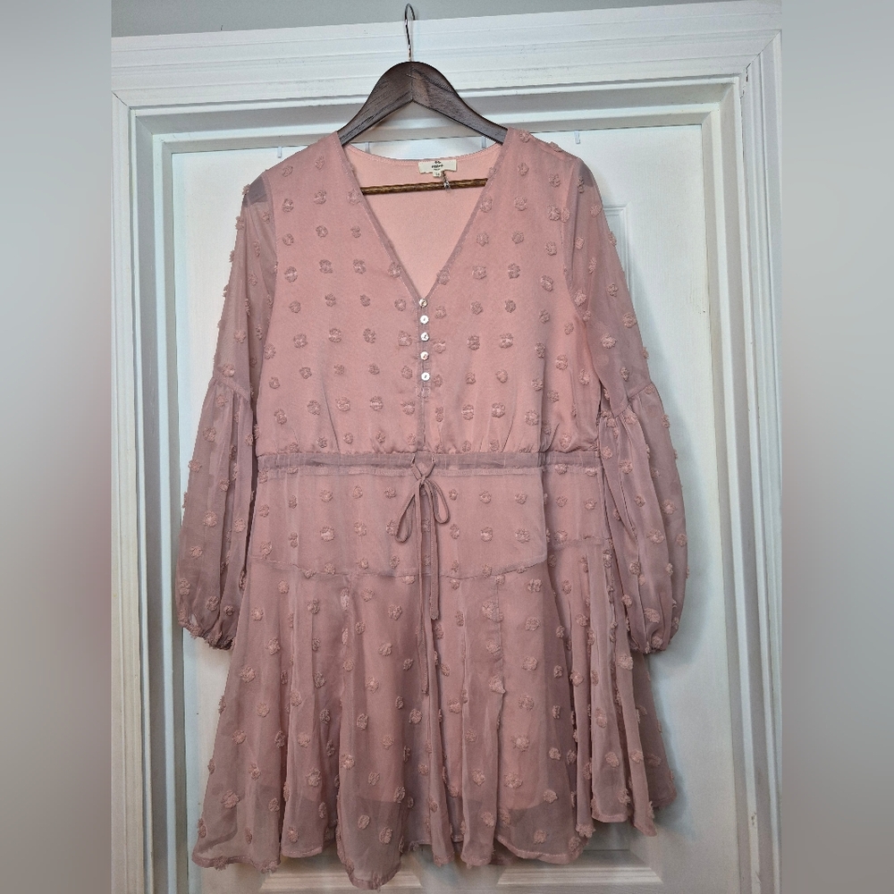 entro Dusty Rose Long Sleeve Dress Size Medium